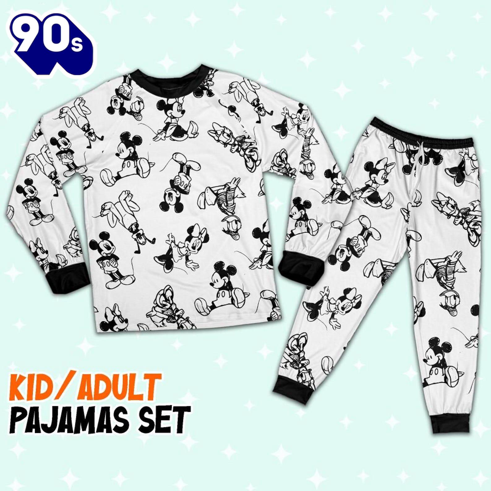 Disney Mickey Mouse and Friends Seamless Sketch Pattern - Family Disneyland Matching Pajamas Set Disney Mickey Mouse and Friends Seamless Sketch Pattern - Family Disneyland Matching Pajamas Set
