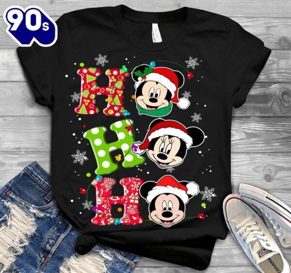Disney Mickey Mouse And Minnie Mouse Ho Ho Ho Christmas Shirt Gift Xmas