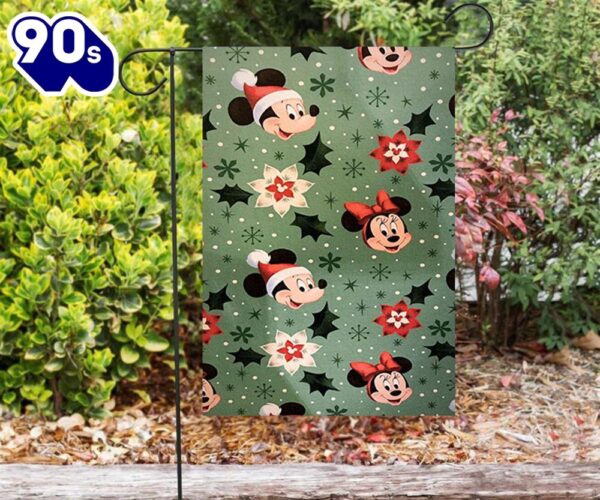 Disney Mickey Mouse Christmas Mickey And Minnie Green 1 Double Sided Printing Garden Flag Mickey Christmas Flag