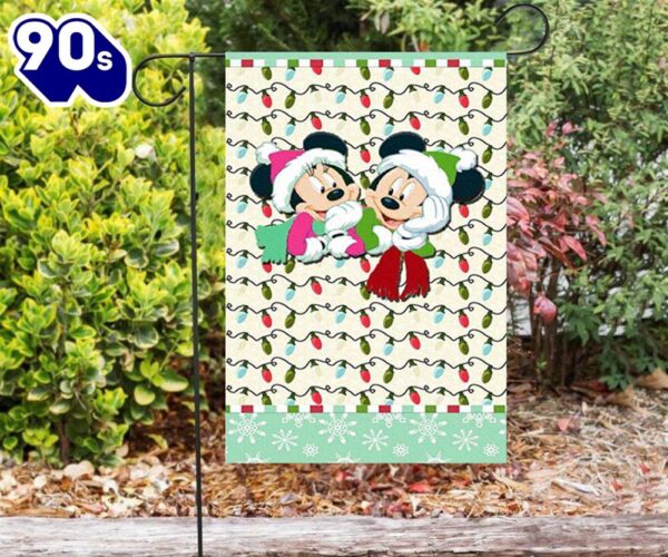 Disney Mickey Mouse Christmas Mickey And Minnie Green 2 Double Sided Printing Garden Flag Mickey Christmas Flag