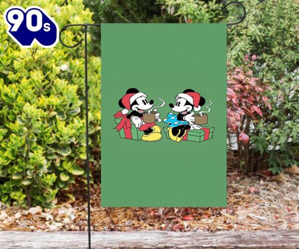 Disney Mickey Mouse Christmas Mickey And Minnie Green 4 Double Sided Printing Garden Flag Mickey Christmas Flag