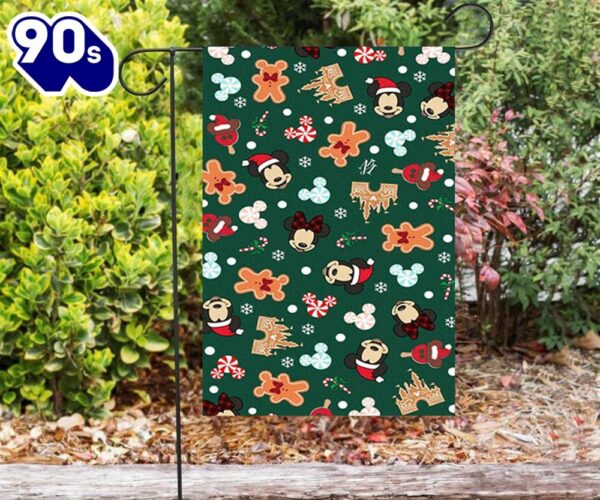 Disney Mickey Mouse Christmas Mickey And Minnie Green 5 Double Sided Printing Garden Flag Mickey Christmas Flag