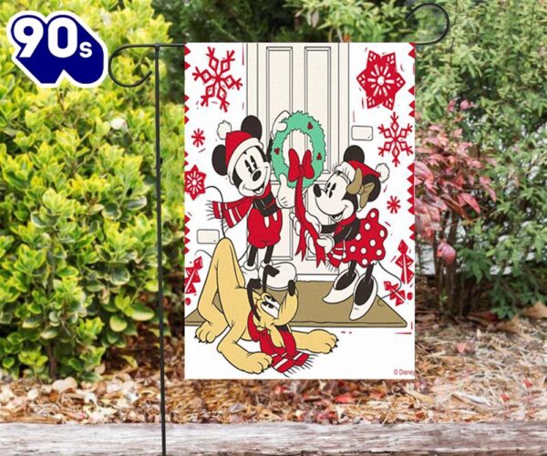 Disney Mickey Mouse Christmas Mickey And Minnie Red 3 Double Sided Printing Garden Flag Mickey Christmas Flag