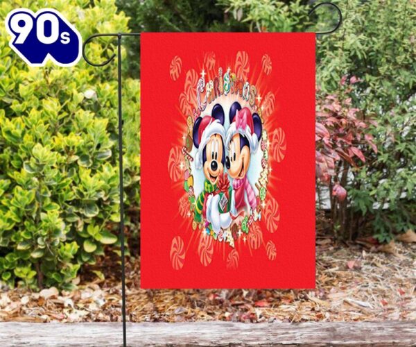 Disney Mickey Mouse Christmas Mickey And Minnie Red 5 Double Sided Printing Garden Flag Mickey Christmas Flag