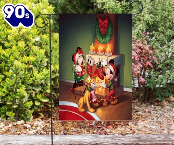 Disney Mickey Mouse Christmas Mickey And Minnie Red 6 Double Sided Printing Garden Flag Mickey Christmas Flag