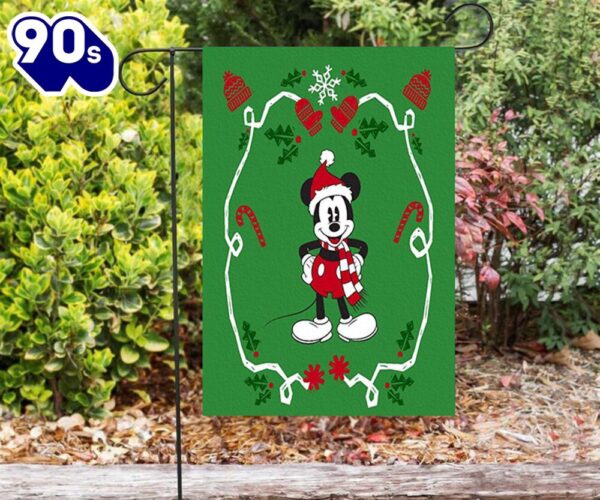 Disney Mickey Mouse Christmas Mickey Green 3 Double Sided Printing Garden Flag Mickey Christmas Flag