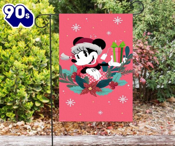 Disney Mickey Mouse Christmas Minnie Gift Pink 1 Double Sided Printing Garden Flag Mickey Christmas Flag