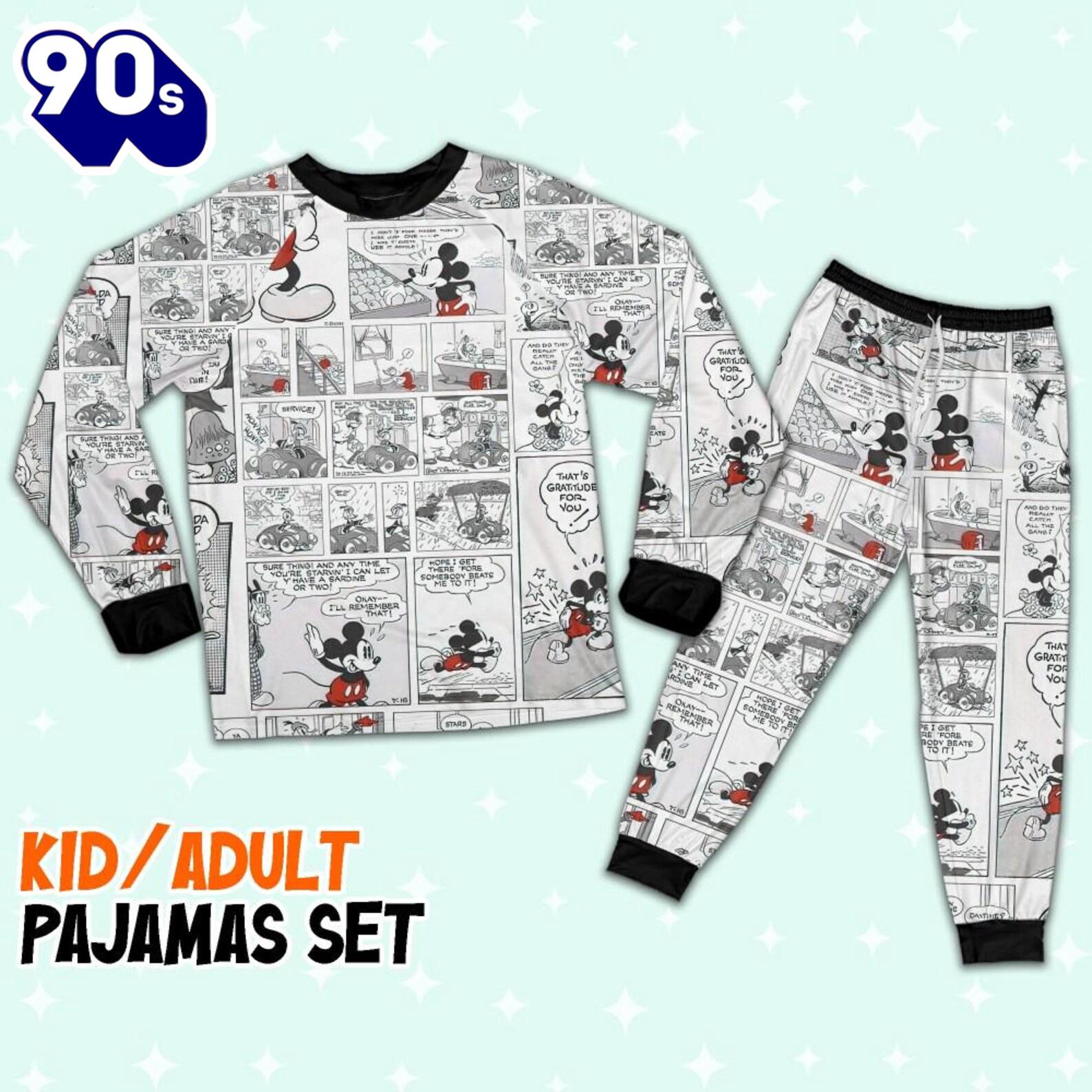 Disney Mickey Mouse Retro Comic Life Style - Family Disneyland Matching Pajamas Set Disney Mickey Mouse Retro Comic Life Style - Family Disneyland Matching Pajamas Set