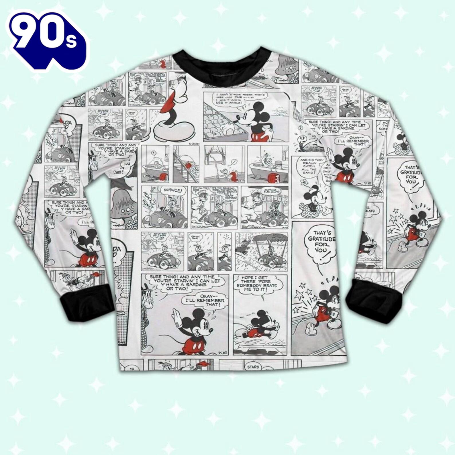 Disney Mickey Mouse Retro Comic Life Style - Family Disneyland Matching Pajamas Set Disney Mickey Mouse Retro Comic Life Style - Family Disneyland Matching Pajamas Set