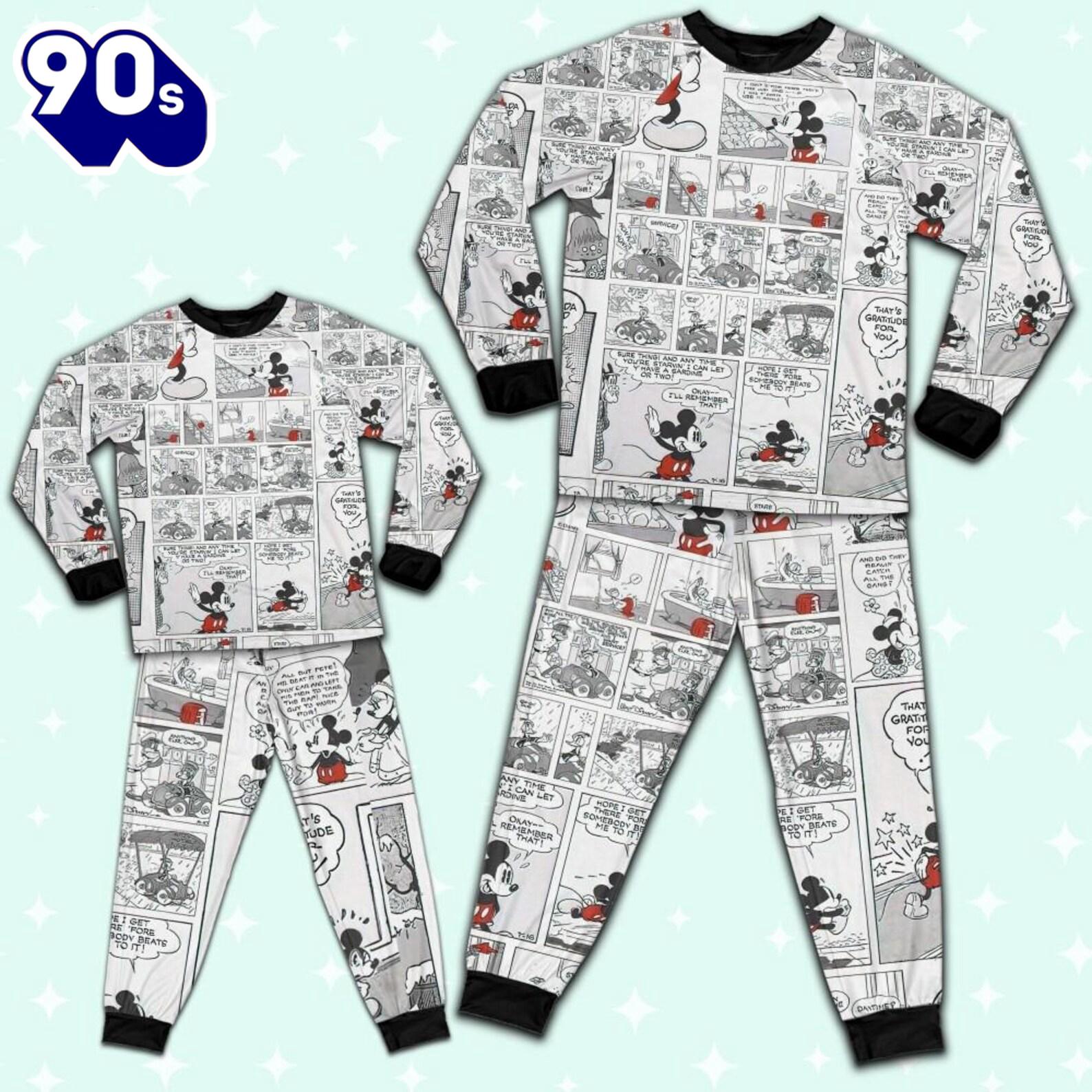 Disney Mickey Mouse Retro Comic Life Style - Family Disneyland Matching Pajamas Set Disney Mickey Mouse Retro Comic Life Style - Family Disneyland Matching Pajamas Set