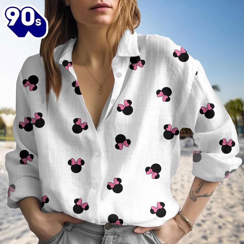 Disney Minnie Mouse Shirt, Mickey Minnie Blouse Shirt, Cartoon Women Blouses Shirt Disney Minnie Mouse Shirt, Mickey Minnie Blouse Shirt, Cartoon Women Blouses Shirt