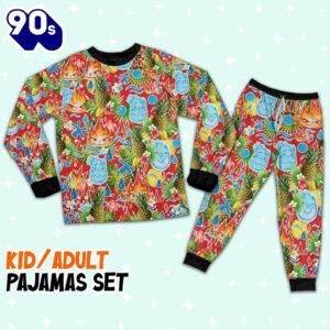 Disney Pixar Elemental Ember and Wade Seamless Pineapple Summer Tropical Pajamas Set - Movie Cartoon Holiday Pajamas