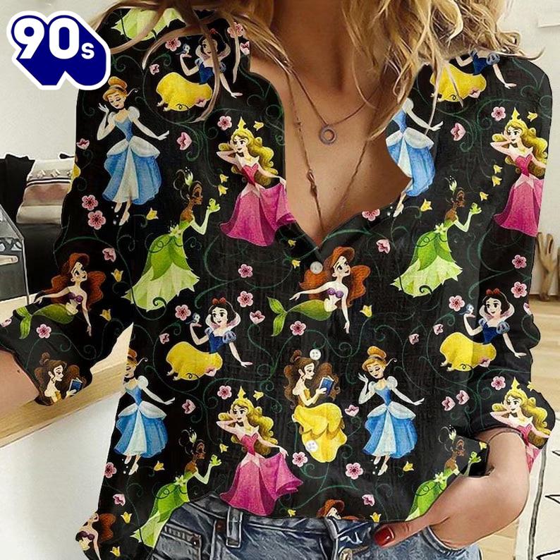 Disney Princess Linen-Look Shirt, Princess Shirt Women Disney Princess Linen-Look Shirt, Princess Shirt Women