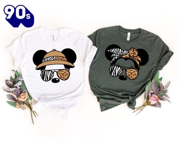 Disney Safari Couple Shirts Mickey Minnie Animal Kingdom Matching Tees Disney Gift