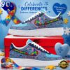 Disney Stitch Autism Awareness Custom Air Force 1 Shoes, Puzzle Piece Graphic Sneakers, Trending Music AF1