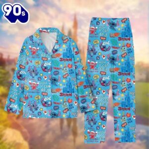 Disney Stitch Pajamas Set, Lilo & Stitch Loungewear, Funny Cartoon Holiday Pjs