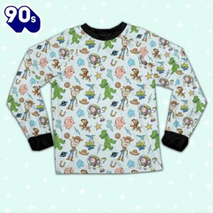 Disney Toy Story Icon Texture Pajamas Set - Movie Cartoon Holiday Pajamas