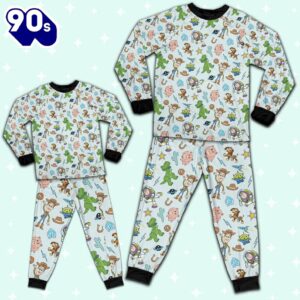 Disney Toy Story Icon Texture Pajamas Set - Movie Cartoon Holiday Pajamas