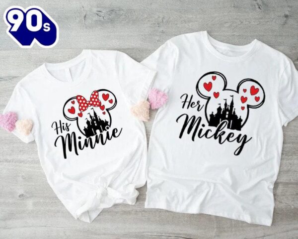 Disney Valentine’s Day Couple Shirts Mickey & Minnie Matching Tee Disneyland Castle Vacation