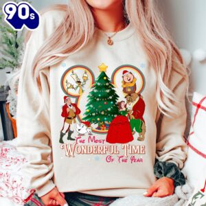Disneyland Beauty And The Beast Xmas Tree Mickey Head The Most Wonderful Time Of The Year Sweatshirt Lovely Unique Xmas Gift