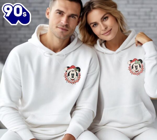 Disneyland Cute Pocket Retro Mickey Minnie Christmas Couple Sweatshirt