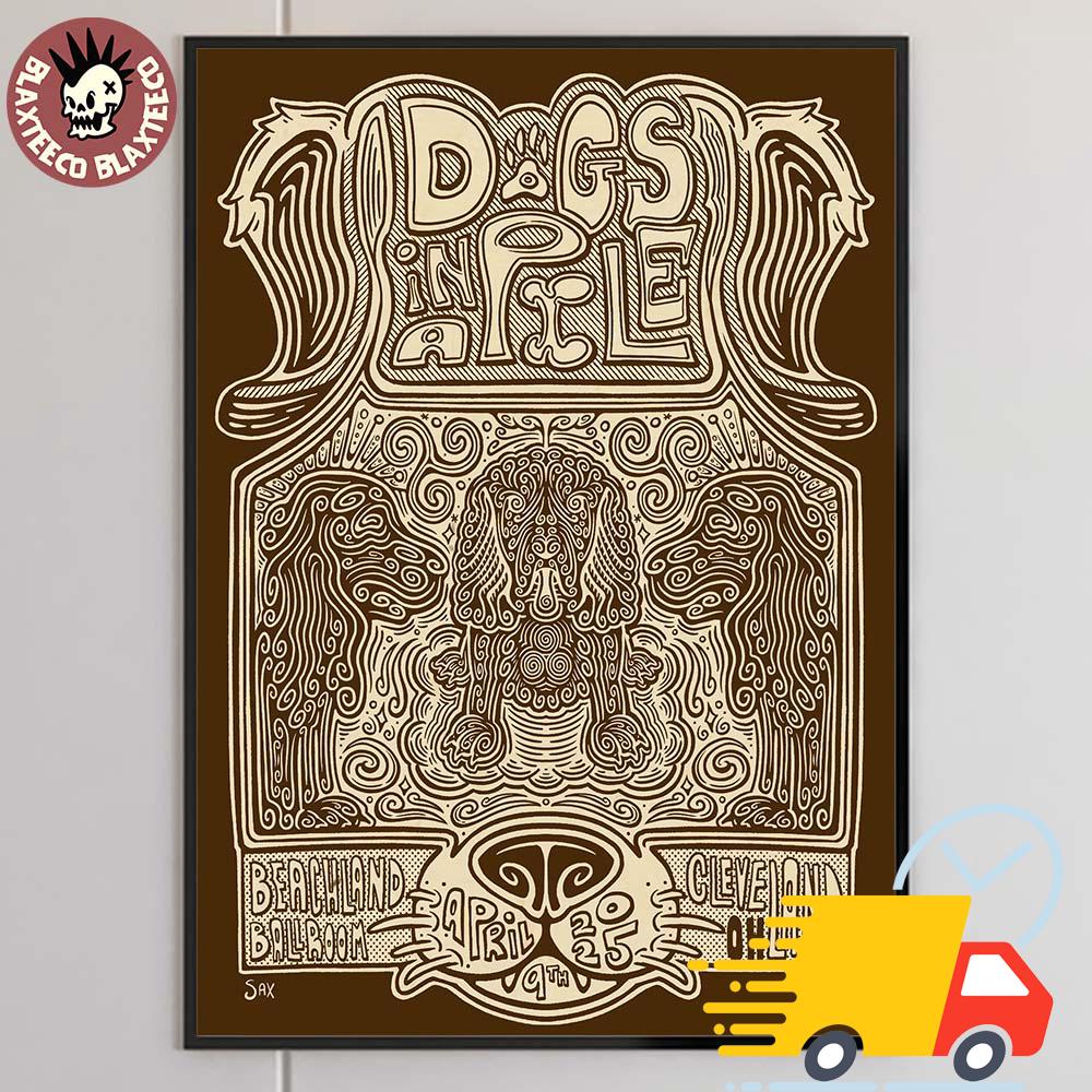 Dogs In A Pile Poster For Show In Cleveland Ohio At Beachland Ballroom On April 9 2025 Canvas Dogs In A Pile Poster For Show In Cleveland Ohio At Beachland Ballroom On April 9 2025 Canvas
