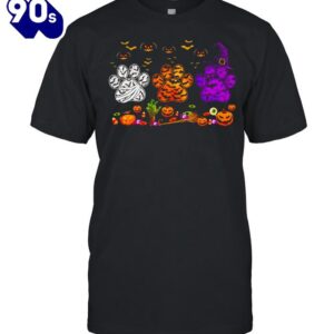 Dogs Paw Pumpkin Halloween T-shirts For Man And Women