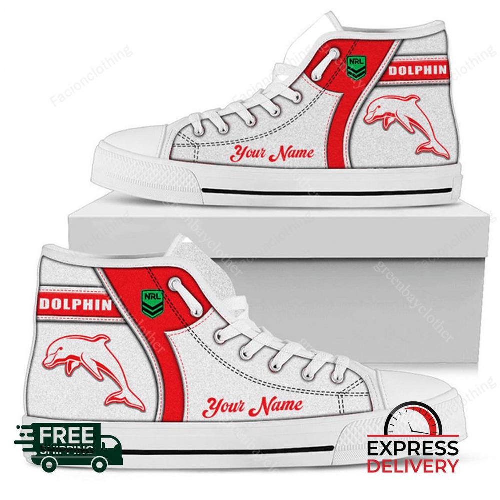 Dolphins NRL Personalized High Top Canvas Shoes Dolphins NRL Personalized High Top Canvas Shoes
