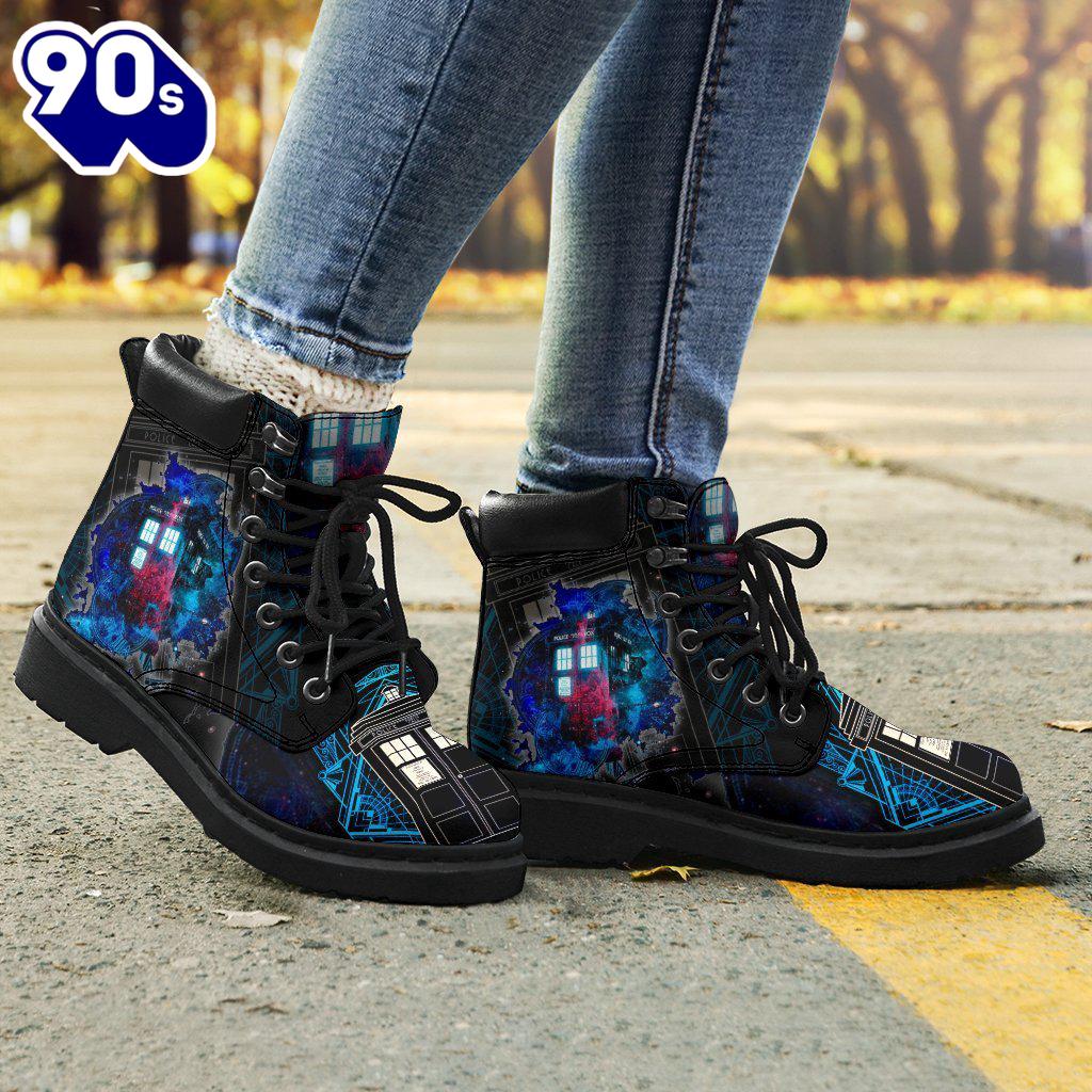 Dr Who Tardis Leather Boots Shoes Funny Gift Dr Who Tardis Leather Boots Shoes Funny Gift
