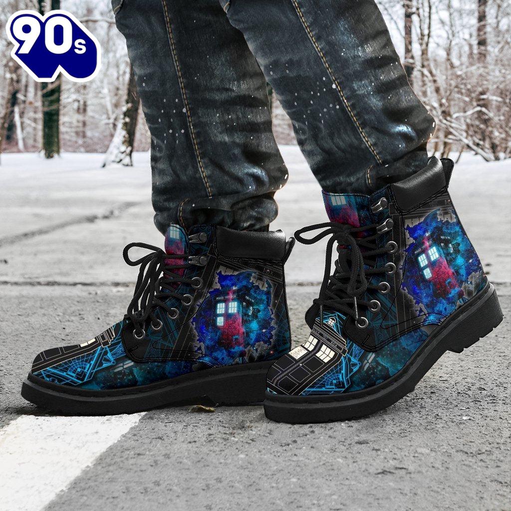 Dr Who Tardis Leather Boots Shoes Funny Gift Dr Who Tardis Leather Boots Shoes Funny Gift