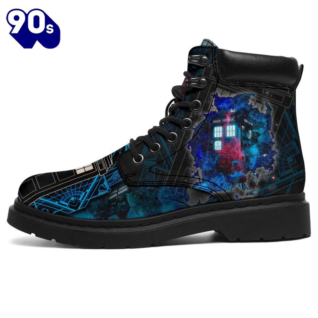 Dr Who Tardis Leather Boots Shoes Funny Gift Dr Who Tardis Leather Boots Shoes Funny Gift