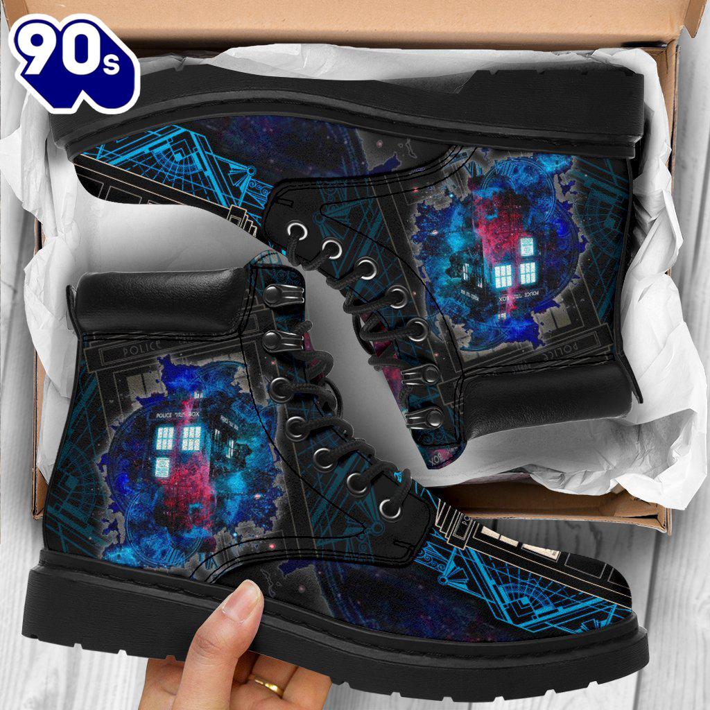 Dr Who Tardis Leather Boots Shoes Funny Gift Dr Who Tardis Leather Boots Shoes Funny Gift