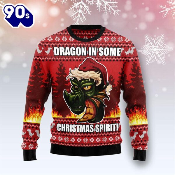 Christmas 2024  Dragon In Some Christmas Spirit Ugly Christmas Sweater