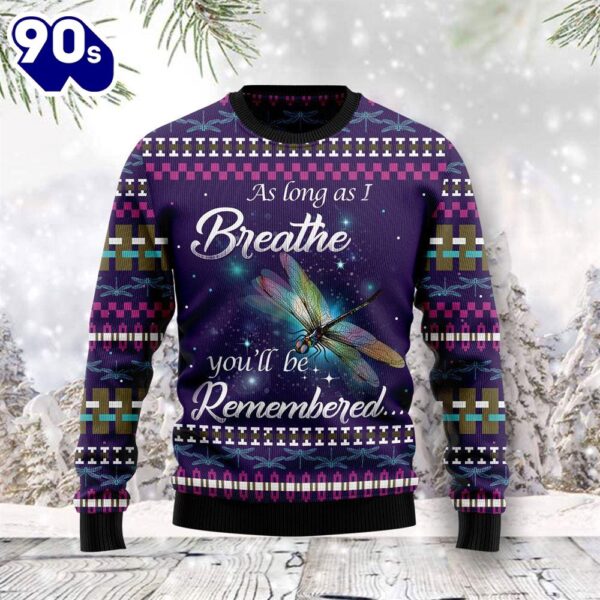 Christmas 2024  Dragonfly Angel You’ll Be Remembered Ugly Christmas Sweater