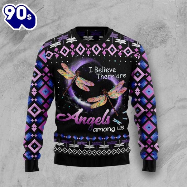 Christmas 2024  Dragonfly Angels Ugly Christmas Sweater
