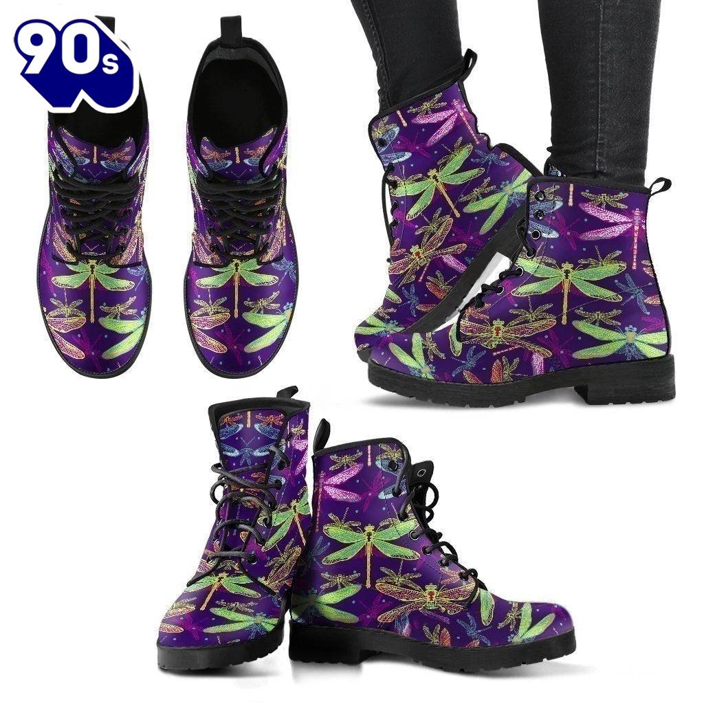Dragonfly Pattern Women's Leather Leather Boots Gift Idea Dragonfly Pattern Women's Leather Leather Boots Gift Idea