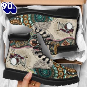 Drum Vintage Mandala Asboot All Season Boots Gift Xmas