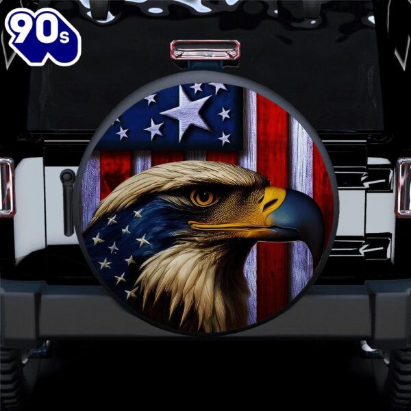 Eagle American Flag Car Spare Tire Covers Gift For Campers