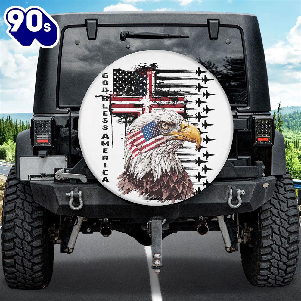 Eagle God Bless America Usa Flag Spare Tire Cover - Christian Tire Cover Car Decor Eagle God Bless America Usa Flag Spare Tire Cover - Christian Tire Cover Car Decor