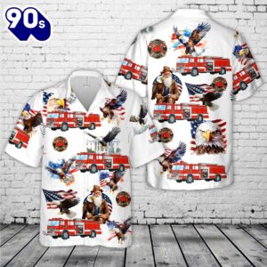 Eagle Patriotic Fire truck, 4th Of July Hawaiian Shirt