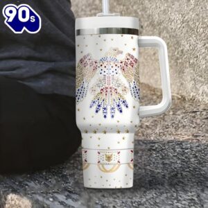 Eagle Rhinestone Tumbler With Handle And Straw