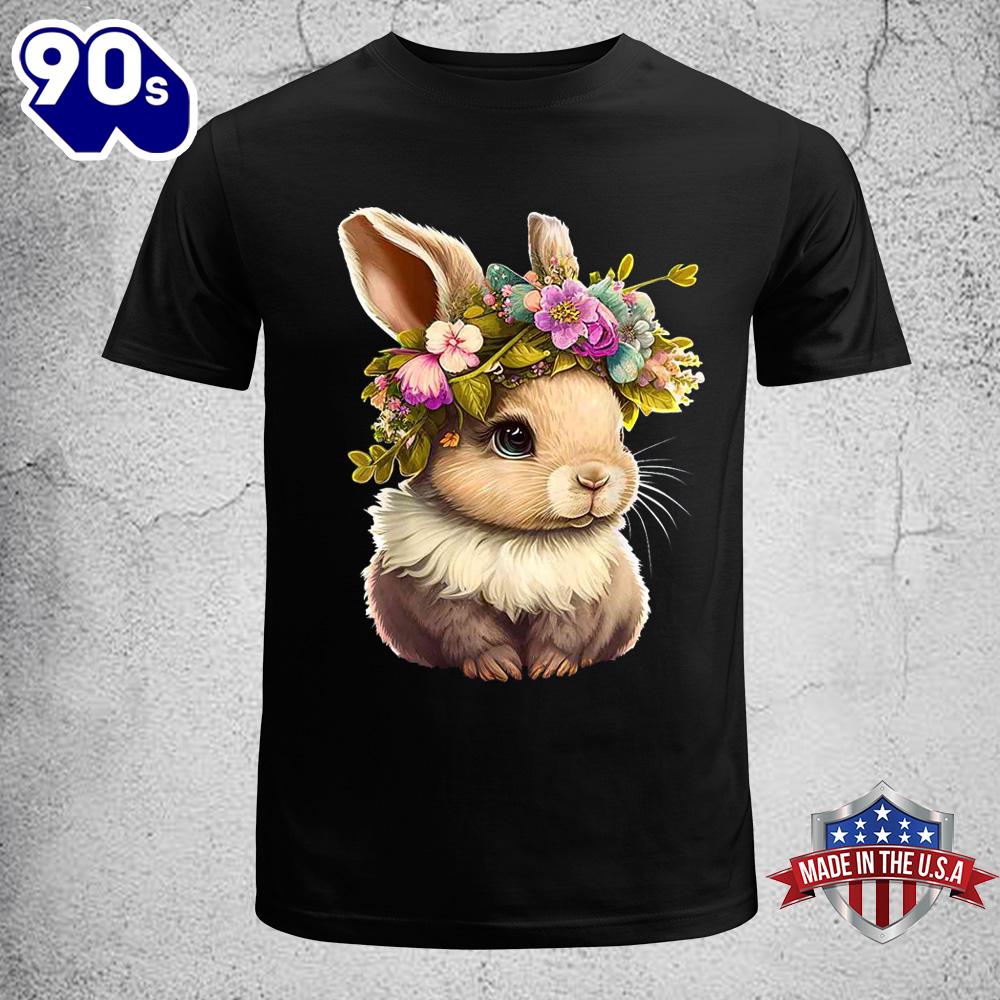 Easter Bunny Rabbit Women - Happy Bunny Flower Graphic Girls Womens Easter Shirt Easter Bunny Rabbit Women - Happy Bunny Flower Graphic Girls Womens Easter Shirt