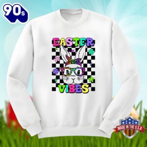 Easter Vibes With Bunny Glasses Unisex Shirt 1 Easter Vibes With Bunny Glasses Unisex Shirt