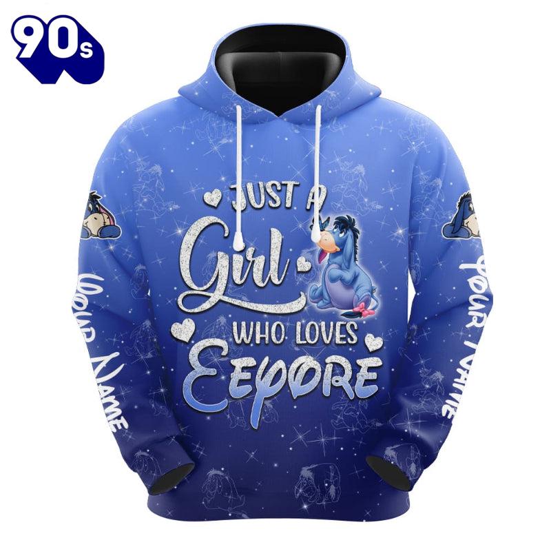 Eeyore Custom Just A Girl Hoodie And Capris Leggings Set Eeyore Custom Just A Girl Hoodie And Capris Leggings Set