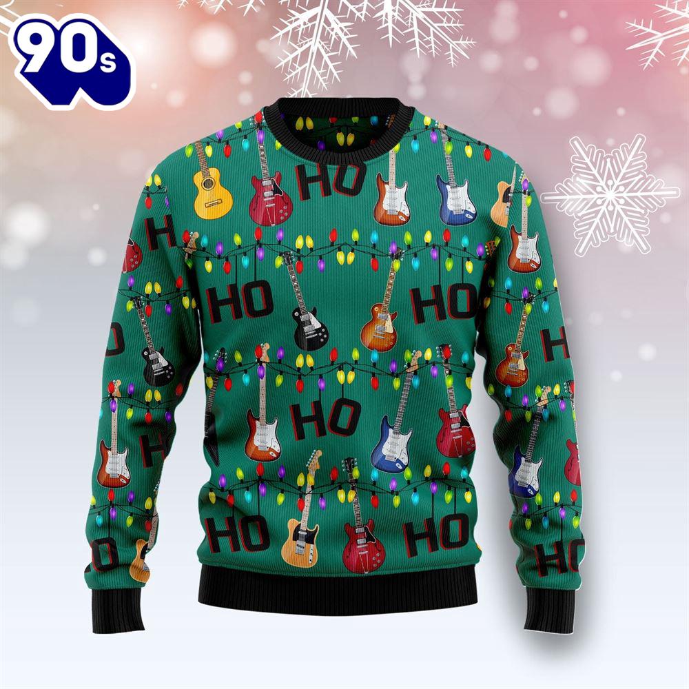 Christmas 2024 Electric Guitar Hohoho Ugly Christmas Sweater Christmas 2024 Electric Guitar Hohoho Ugly Christmas Sweater