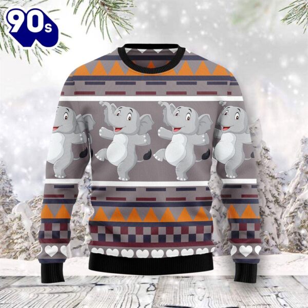 Christmas 2024  Elephant Dancing Ugly Christmas Sweater