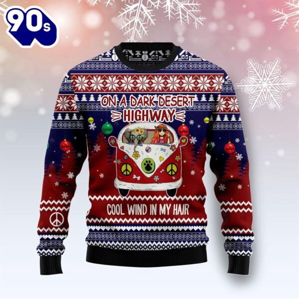 Christmas 2024  Elephant Hippie Girl Snowflower Pattern Ugly Christmas Sweater