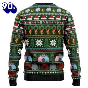 Elephant I Didn't Fart My Butt Blew You A Kiss Ugly Christmas Sweater