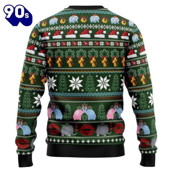 Christmas 2024  Elephant I Didn’t Fart My Butt Blew You A Kiss Ugly Christmas Sweater