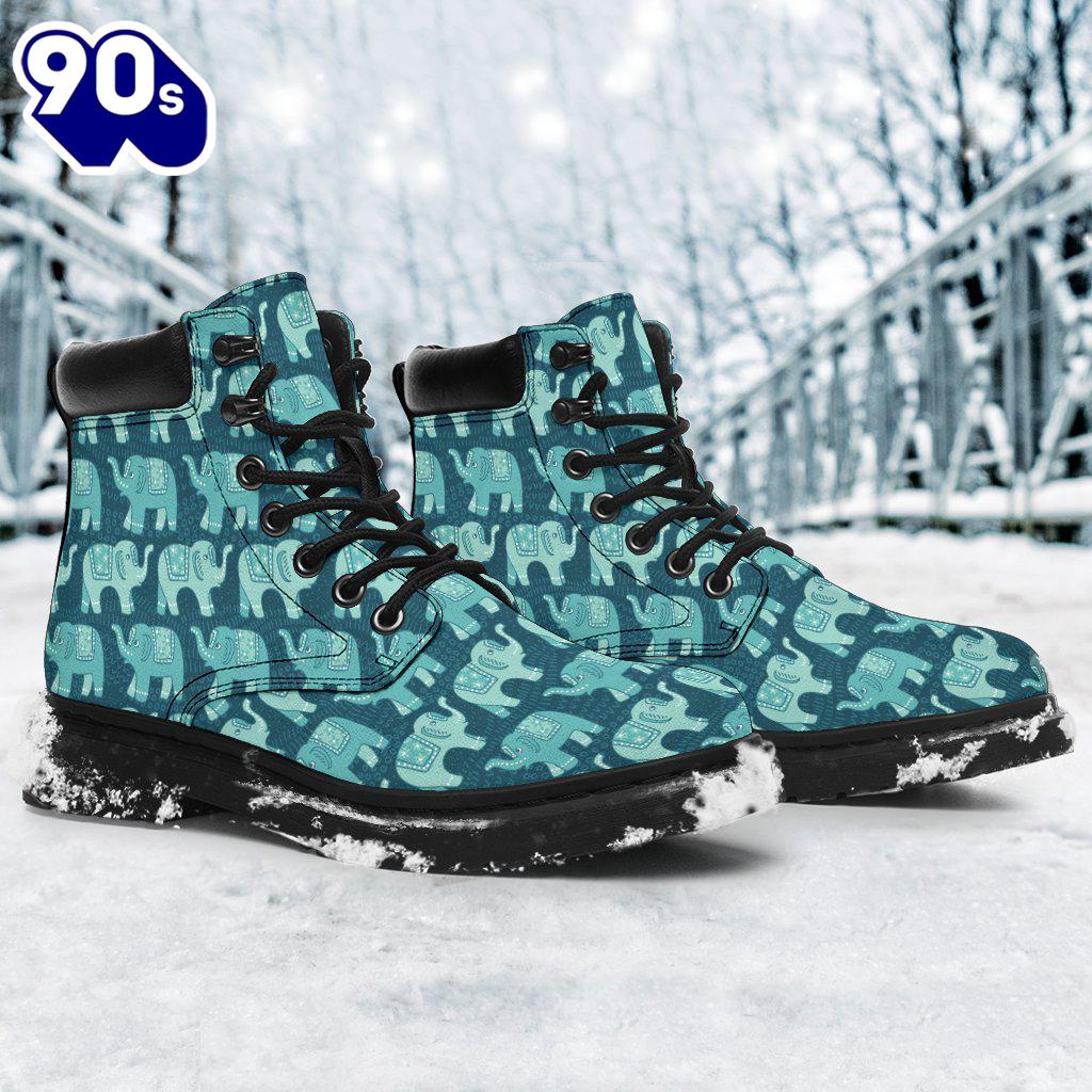 Elephant Leather Boots Animal Custom Shoes Elephant Lover Gift PT03 Elephant Leather Boots Animal Custom Shoes Elephant Lover Gift PT03